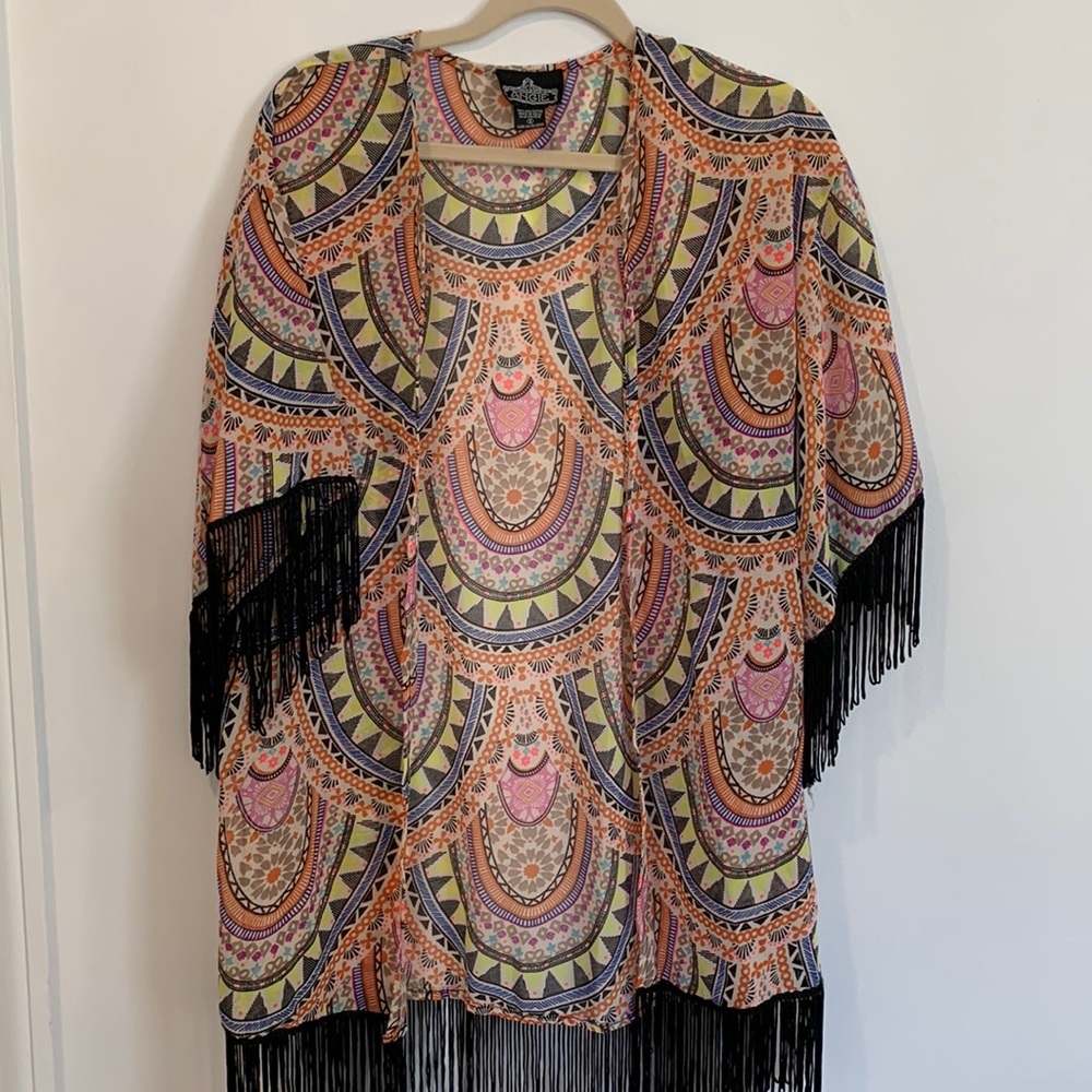 Women’s Angie Boho Style Kimono with Fringe - Size Medium